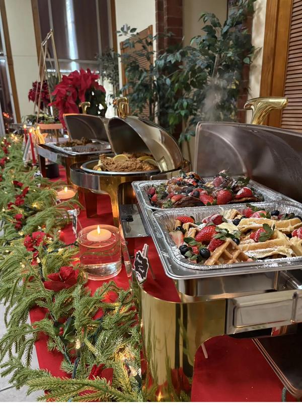 Seasonal Holiday Display Flavor and Flair Catering holiday spread with seasonal appetizers and elegant presentation