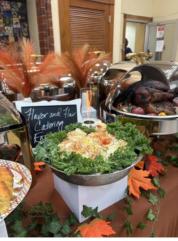Thanksgiving Holiday Feast Flavor and Flair Catering Thanksgiving holiday feast with roasted turkey and classic sides
